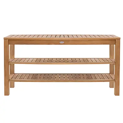 Teak Console Table with Shelves