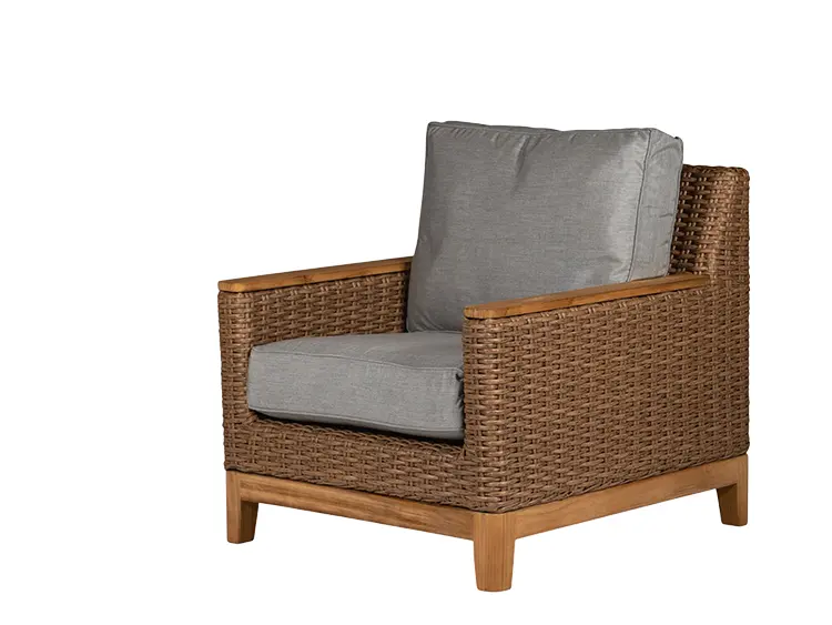 Boca Chair - Honey Wicker / Charcoal Grey Cushion