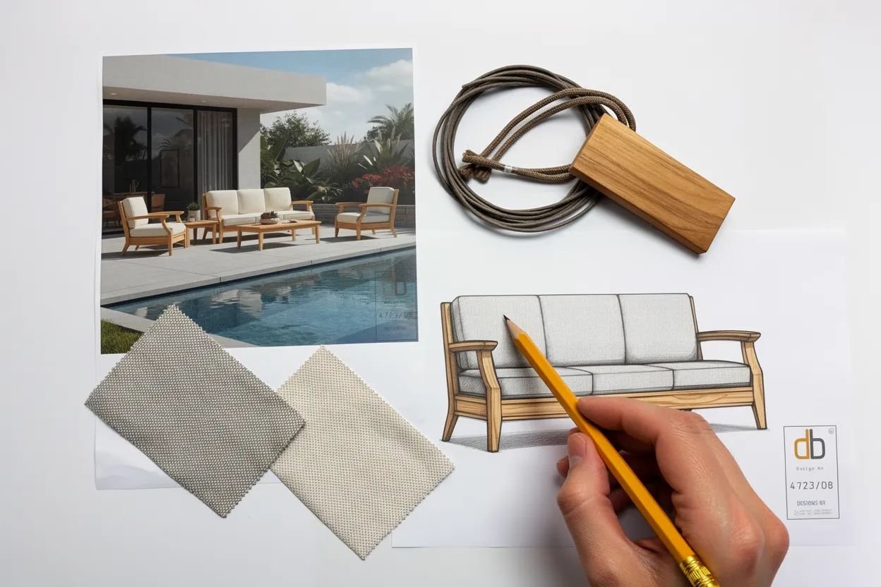 Working drawing from the studio &mdash; the Hamptons sofa from concept board to scale