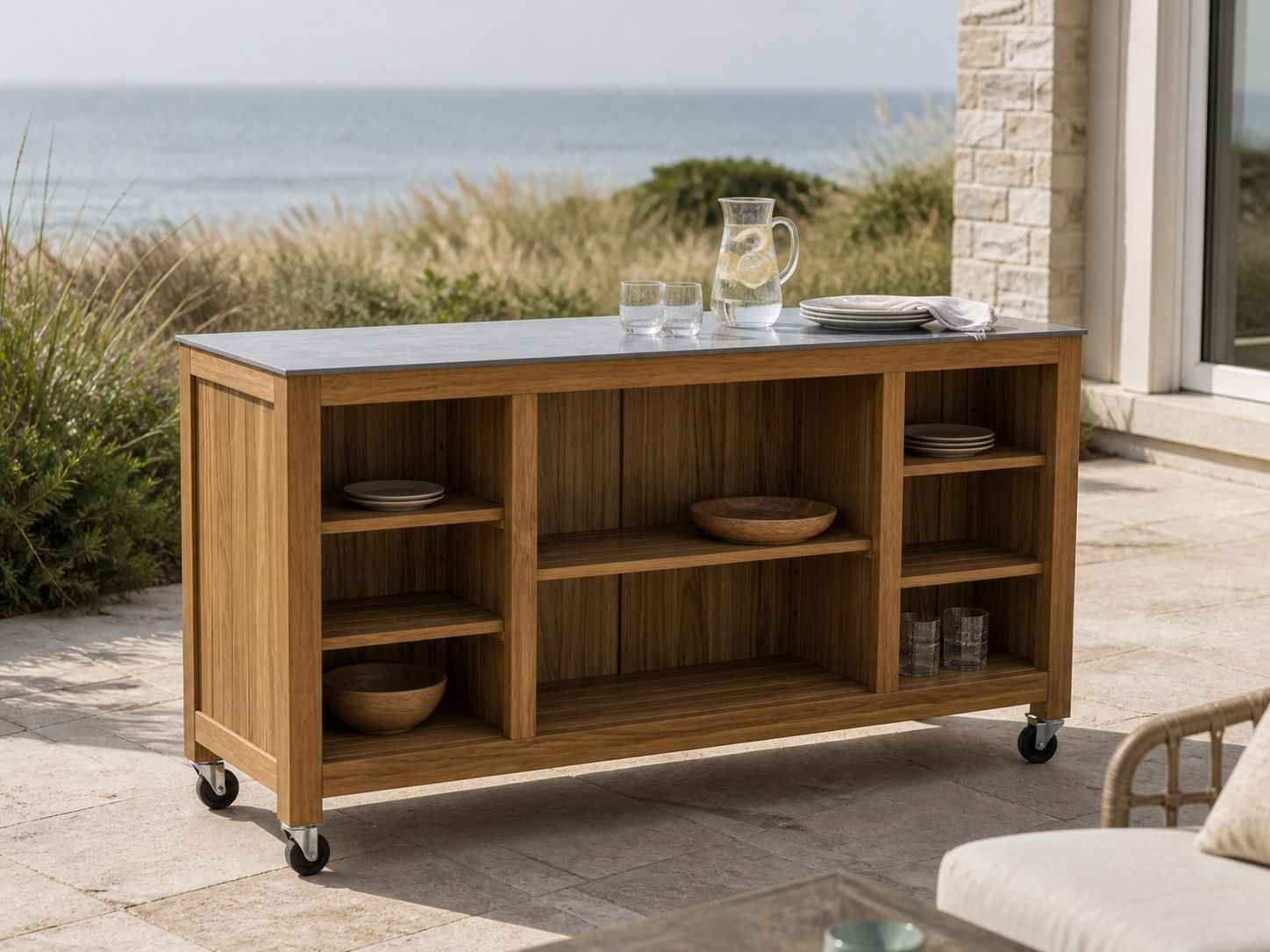 The Costa Kitchen Island on Wheels, at home