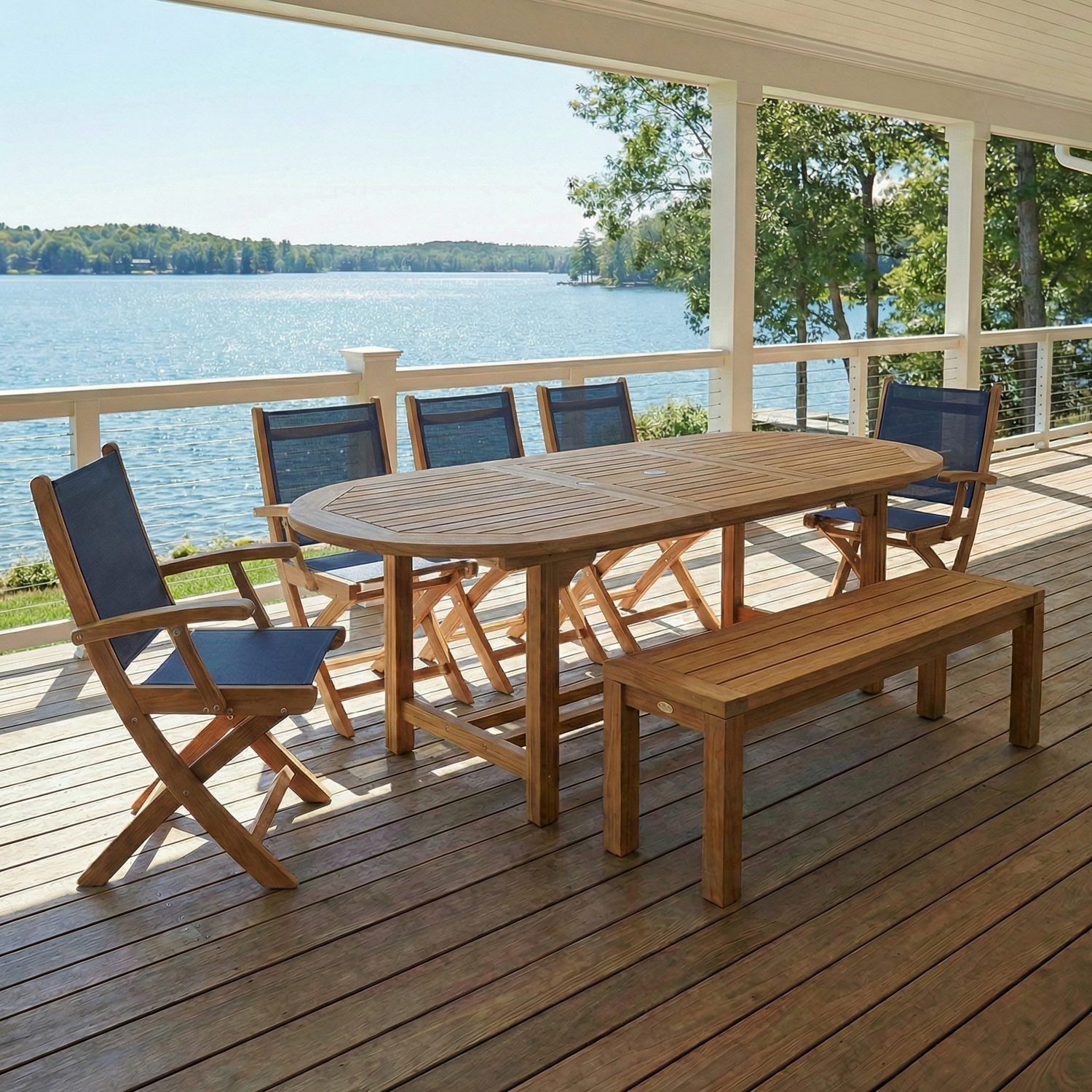 The Sailmate Folding Side Chair-Grey Sling, at home